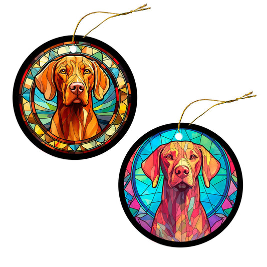 Dog Breed Christmas Ornament Stained Glass Style, &quot;Vizsla&quot;