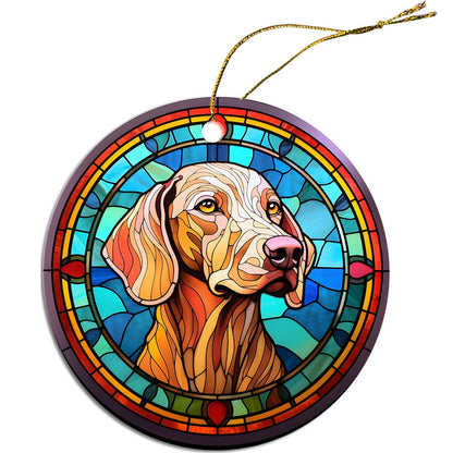 Dog Breed Christmas Ornament Stained Glass Style, "Weimaraner"