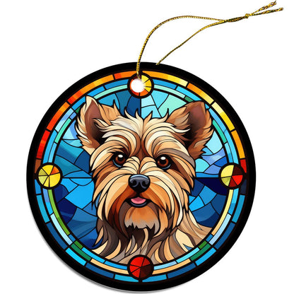 Dog Breed Christmas Ornament Stained Glass Style, "Yorkie"