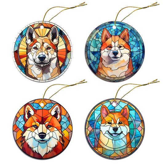 Dog Breed Christmas Ornament Stained Glass Style, &quot;Akita&quot;