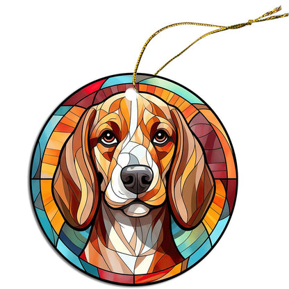 Dog Breed Christmas Ornament Stained Glass Style, "Beagle"