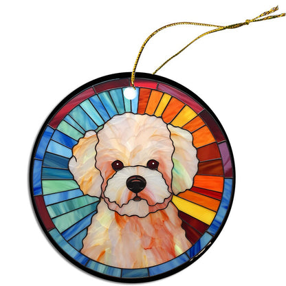 Dog Breed Christmas Ornament Stained Glass Style, "Bichon Frise"