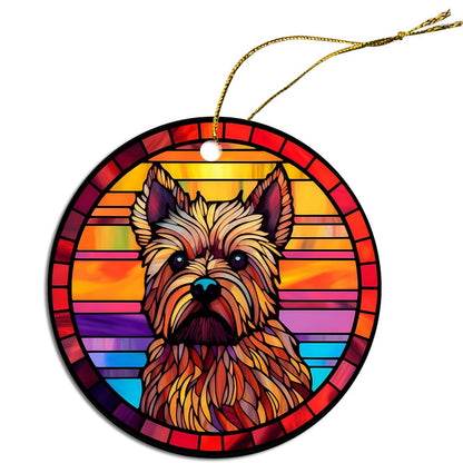 Dog Breed Christmas Ornament Stained Glass Style, "Cairn Terrier"