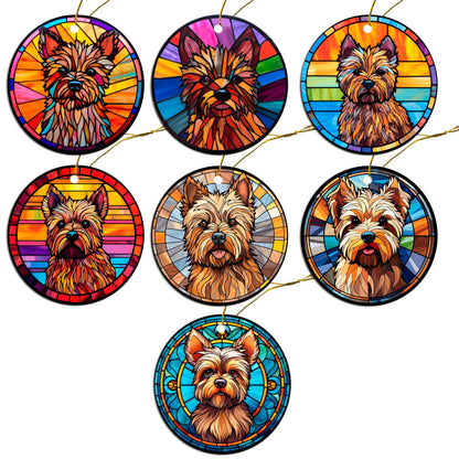 Dog Breed Christmas Ornament Stained Glass Style, &quot;Cairn Terrier&quot;