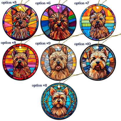 Dog Breed Christmas Ornament Stained Glass Style, "Cairn Terrier"