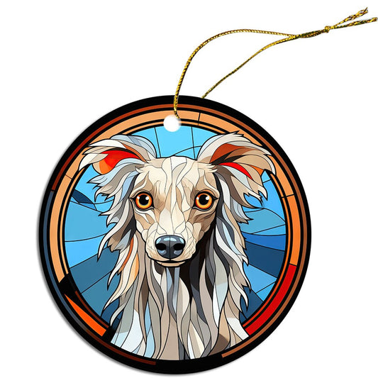 Dog Breed Christmas Ornament Stained Glass Style, &quot;Chinese Crested&quot;