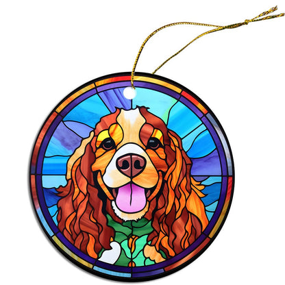 Dog Breed Christmas Ornament Stained Glass Style, "Cocker Spaniel"