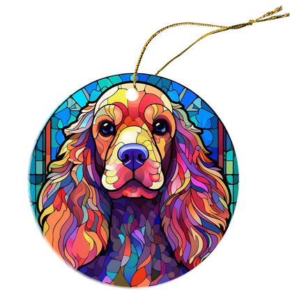 Dog Breed Christmas Ornament Stained Glass Style, "Cocker Spaniel"