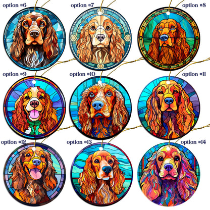 Dog Breed Christmas Ornament Stained Glass Style, "Cocker Spaniel"