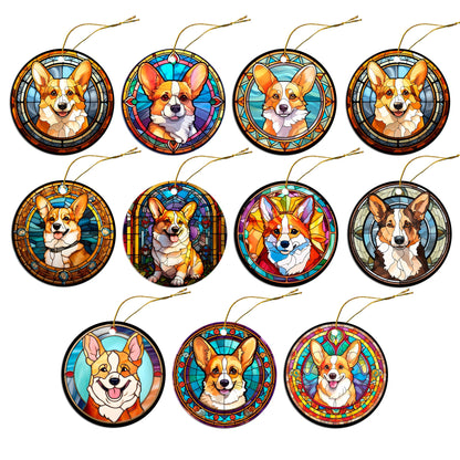 Dog Breed Christmas Ornament Stained Glass Style, &quot;Corgi&quot;