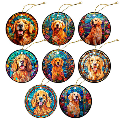 Dog Breed Christmas Ornament Stained Glass Style, &quot;Golden Retriever&quot;