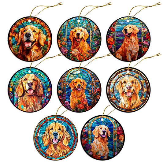 Dog Breed Christmas Ornament Stained Glass Style, &quot;Golden Retriever&quot;