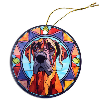 Dog Breed Christmas Ornament Stained Glass Style, "Great Dane"