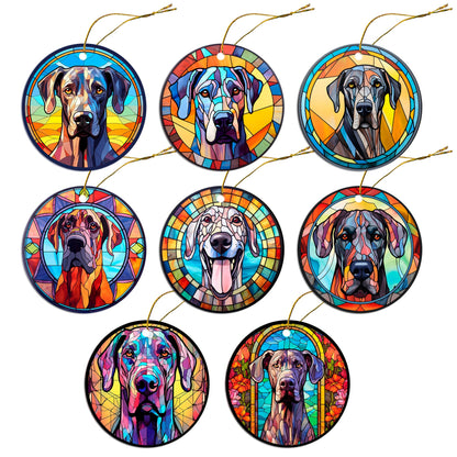 Dog Breed Christmas Ornament Stained Glass Style, &quot;Great Dane&quot;