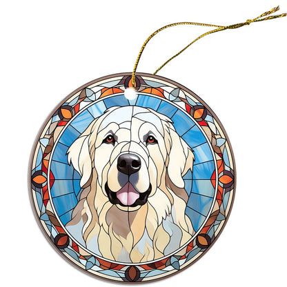 Dog Breed Christmas Ornament Stained Glass Style, "Great Pyrenees"