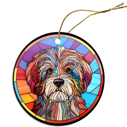 Dog Breed Christmas Ornament Stained Glass Style, "Havanese"