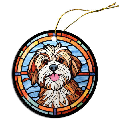 Dog Breed Christmas Ornament Stained Glass Style, "Havanese"