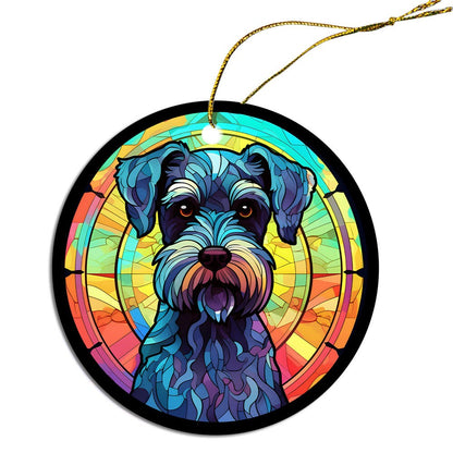 Dog Breed Christmas Ornament Stained Glass Style, "Miniature Schnauzer"