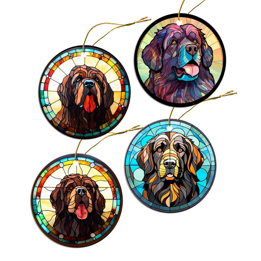 Dog Breed Christmas Ornament Stained Glass Style, &quot;Newfoundland&quot;