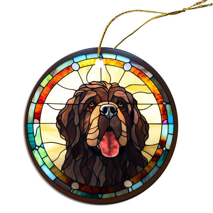 Dog Breed Christmas Ornament Stained Glass Style, "Newfoundland"