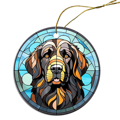 Dog Breed Christmas Ornament Stained Glass Style, "Newfoundland"