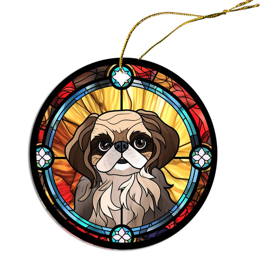 Dog Breed Christmas Ornament Stained Glass Style, &quot;Pekingese&quot;