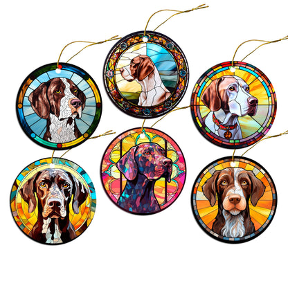 Dog Breed Christmas Ornament Stained Glass Style, &quot;Pointer&quot;