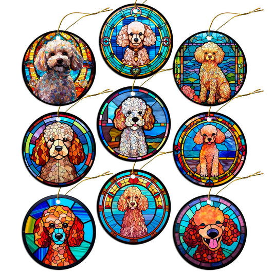 Dog Breed Christmas Ornament Stained Glass Style, &quot;Poodle&quot;