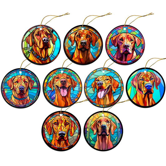 Dog Breed Christmas Ornament Stained Glass Style, &quot;Rhodesian Ridgeback&quot;