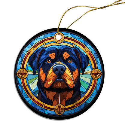 Dog Breed Christmas Ornament Stained Glass Style, "Rottweiler"