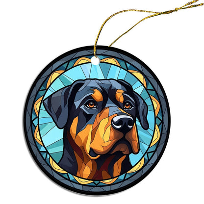 Dog Breed Christmas Ornament Stained Glass Style, "Rottweiler"