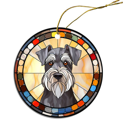 Dog Breed Christmas Ornament Stained Glass Style, "Schnauzer"