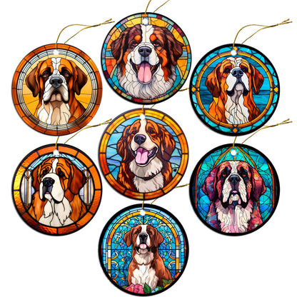 Dog Breed Christmas Ornament Stained Glass Style, &quot;St. Bernard&quot;