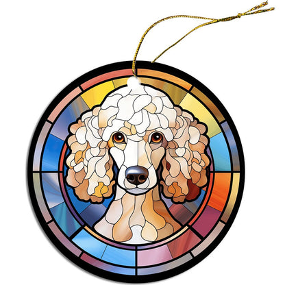 Dog Breed Christmas Ornament Stained Glass Style, "Toy Poodle"