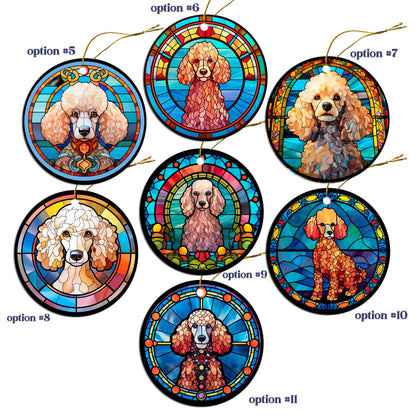 Dog Breed Christmas Ornament Stained Glass Style, "Toy Poodle"