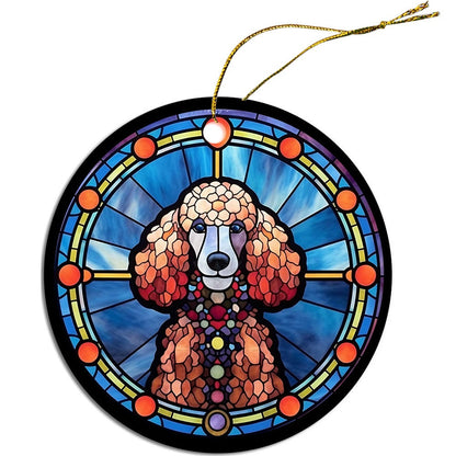 Dog Breed Christmas Ornament Stained Glass Style, "Toy Poodle"