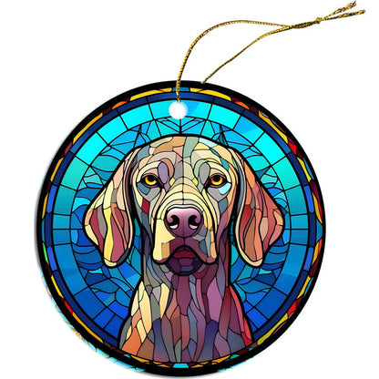 Dog Breed Christmas Ornament Stained Glass Style, "Weimaraner"