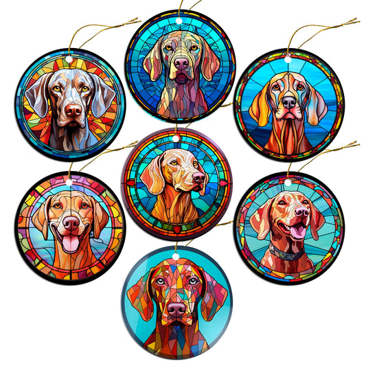 Dog Breed Christmas Ornament Stained Glass Style, &quot;Weimaraner&quot;