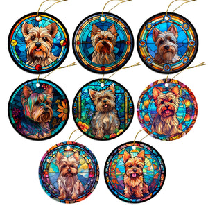 Dog Breed Christmas Ornament Stained Glass Style, &quot;Yorkie&quot;