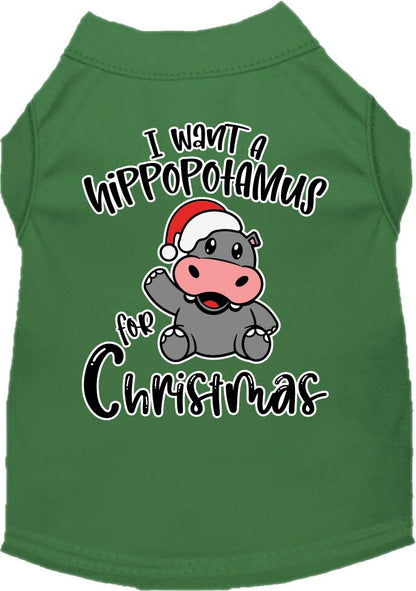 Christmas Pet Dog & Cat Shirt Screen Printed, "I Want A Hippopotamus For Christmas"