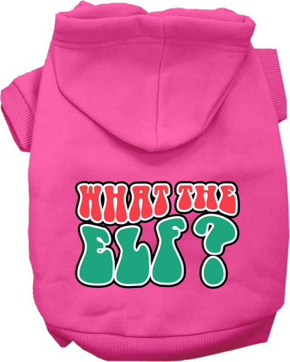 Christmas Pet, Dog and Cat Hoodie Screen Printed, "What The Elf"