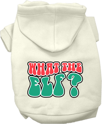 Christmas Pet, Dog and Cat Hoodie Screen Printed, "What The Elf"