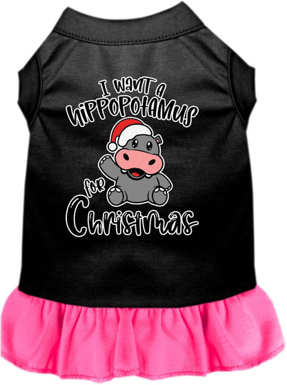 Christmas Pet, Dog and Cat Dress Screen Printed, "I Want A Hippopotamus For Christmas"