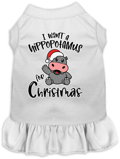 Christmas Pet, Dog and Cat Dress Screen Printed, "I Want A Hippopotamus For Christmas"