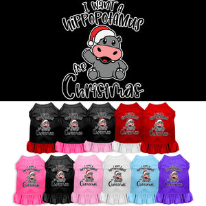 Christmas Pet, Dog and Cat Dress Screen Printed, "I Want A Hippopotamus For Christmas"
