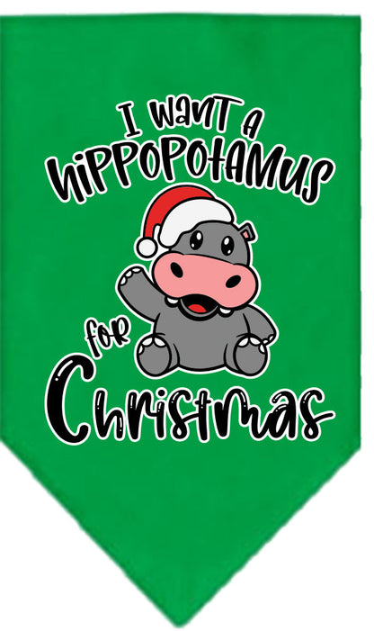 Christmas Pet and Dog Bandana Screen Printed, "I Want A Hippopotamus For Christmas"