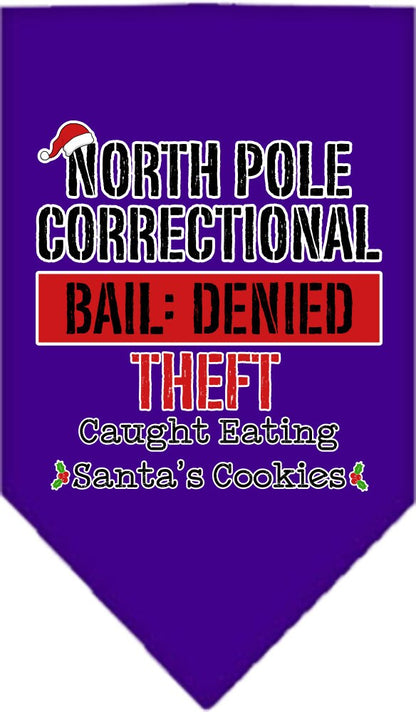 Christmas Pet and Dog Bandana Screen Printed, "North Pole Correctional"