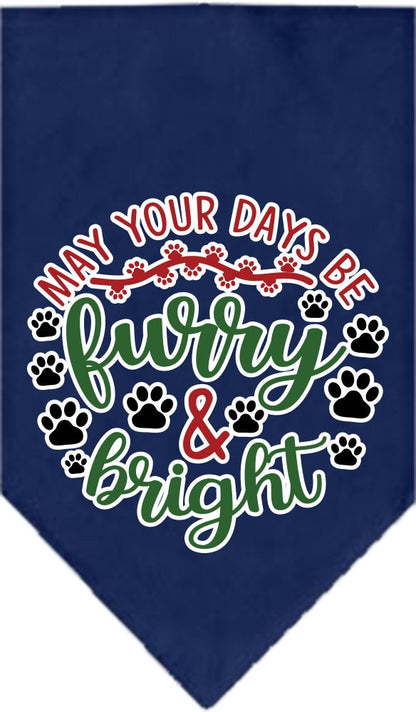 Christmas Pet and Dog Bandana Screen Printed, "Furry & Bright"