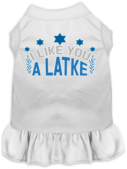 Hanukkah Pet, Dog and Cat Dress Screen Printed, "I Like You A Latke"