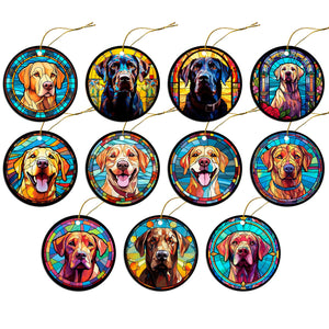 Dog Breed Christmas Ornament Stained Glass Style, &quot;Labrador&quot;